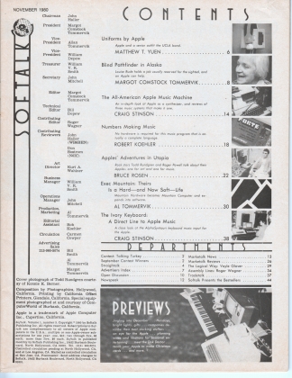 V1.03 Softalk Magazine contents, November 1980