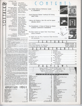 V2.02 Softalk Magazine contents page, October 1981