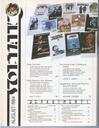 V4.12 Softalk Magazine contents 1, August 1984